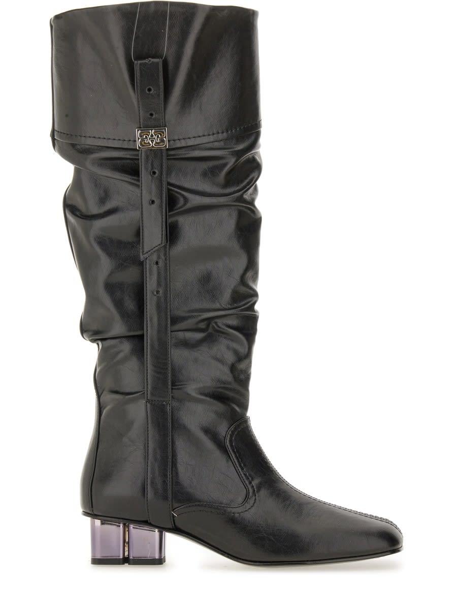 ganni slouchy boot butterfly