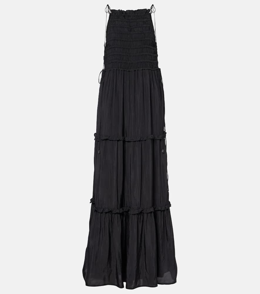 ganni smocked tiered maxi dress