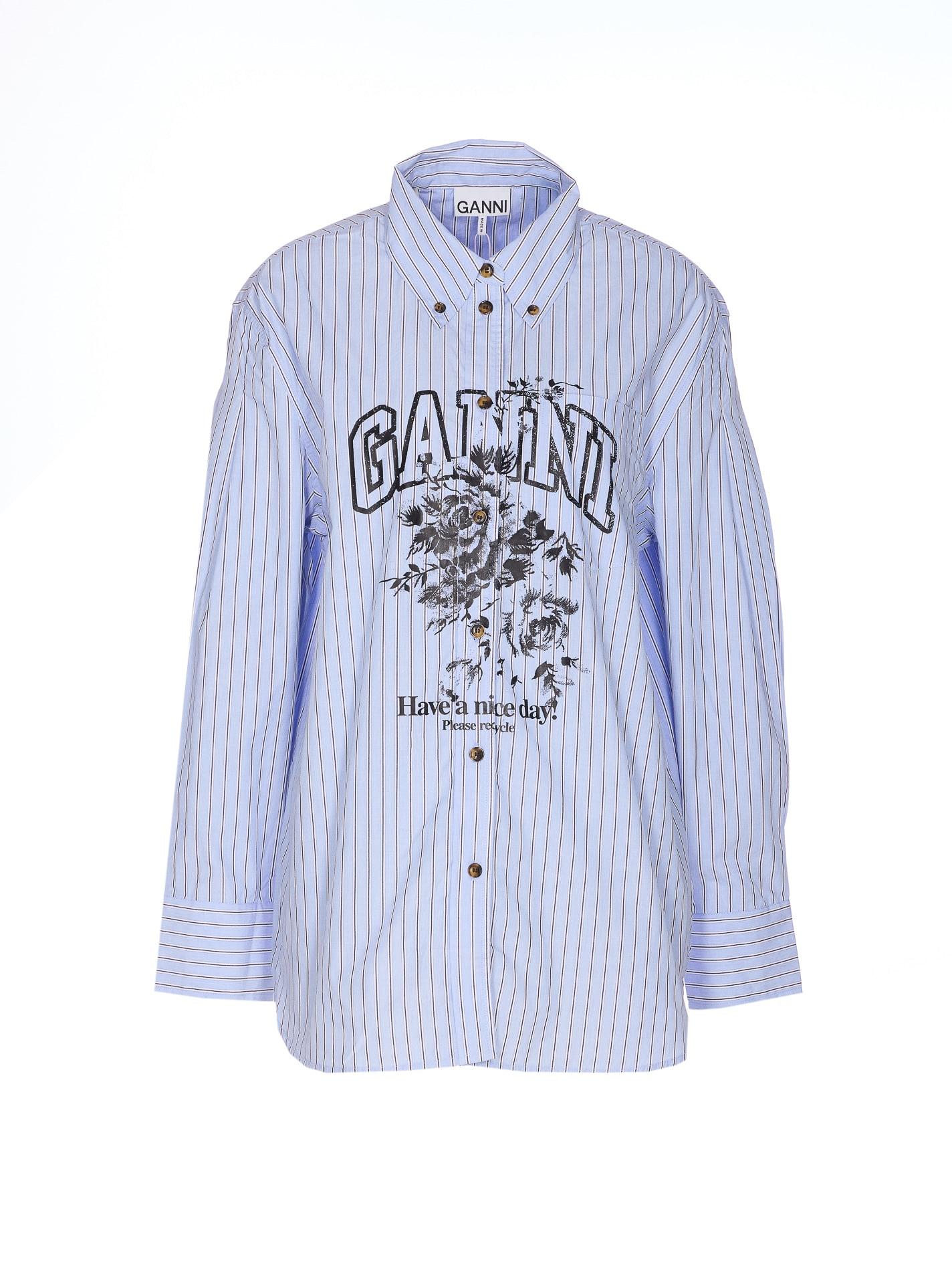 ganni stripe cotton shirt