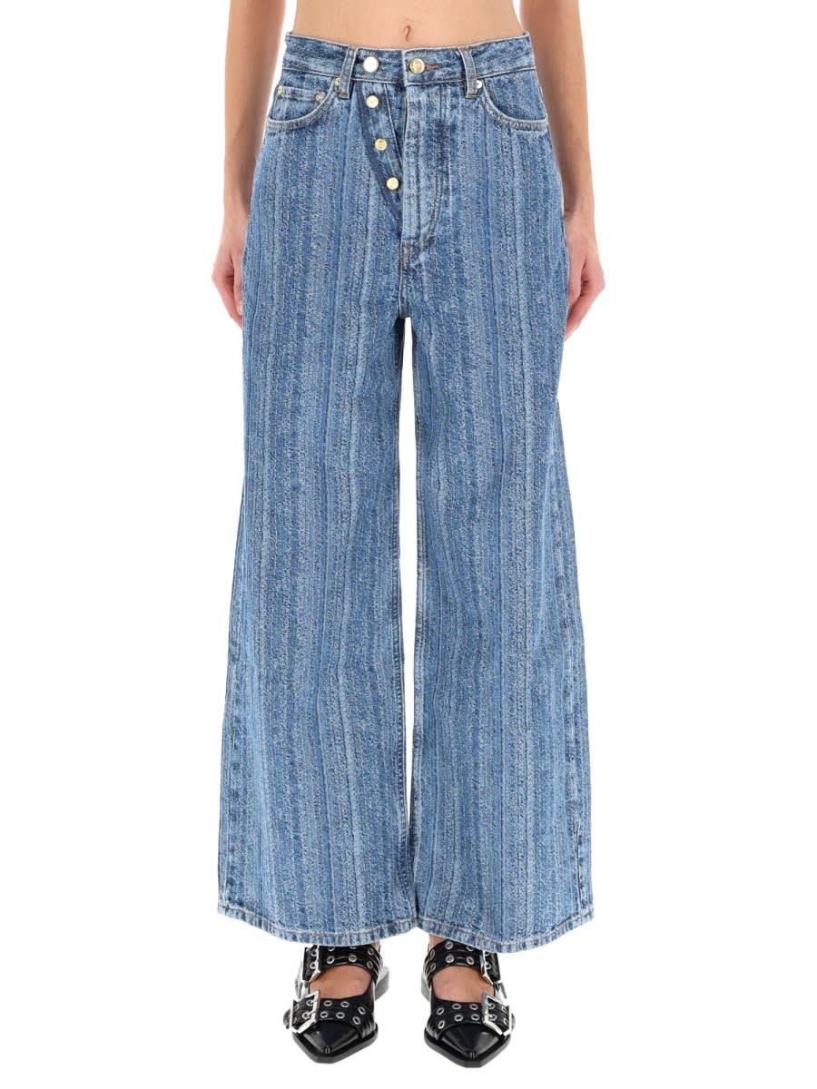 ganni striped baggy jeans