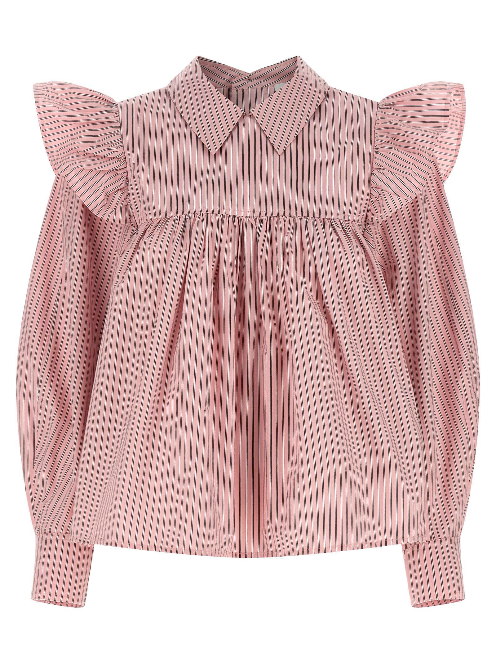 ganni striped blouse