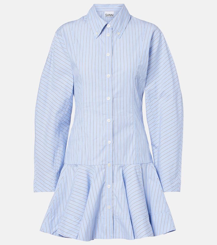 ganni striped cotton shirt dress