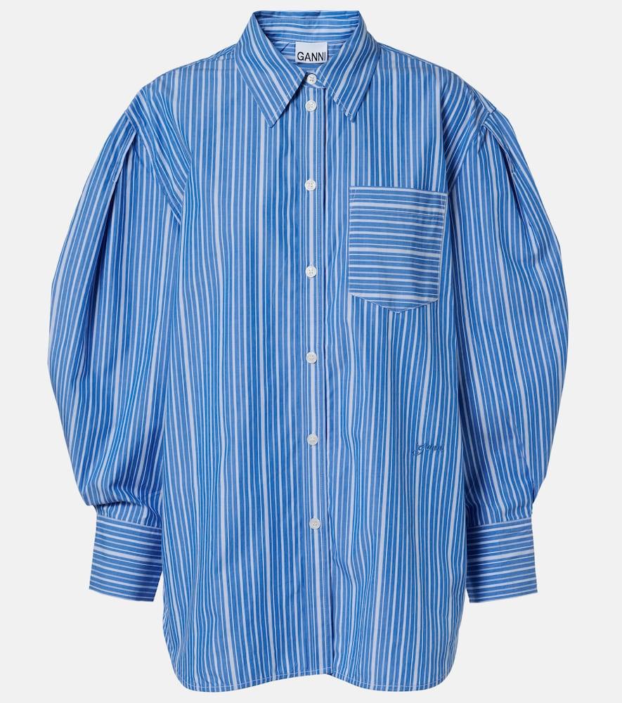 ganni striped oversized cotton poplin shirt