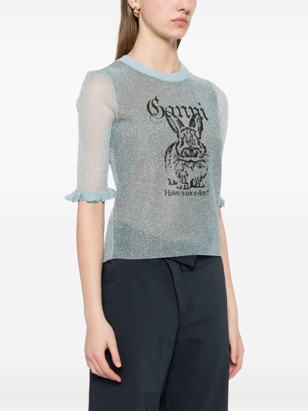 ganni sweaters clear blue recycled polyamide - women