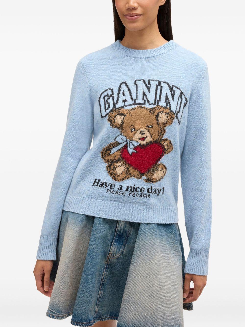 ganni sweaters clear blue wool - women