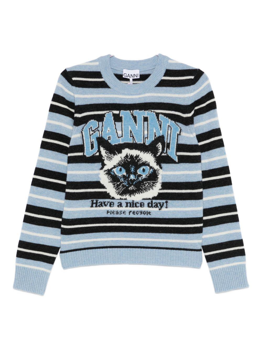 ganni sweaters clear blue wool - women