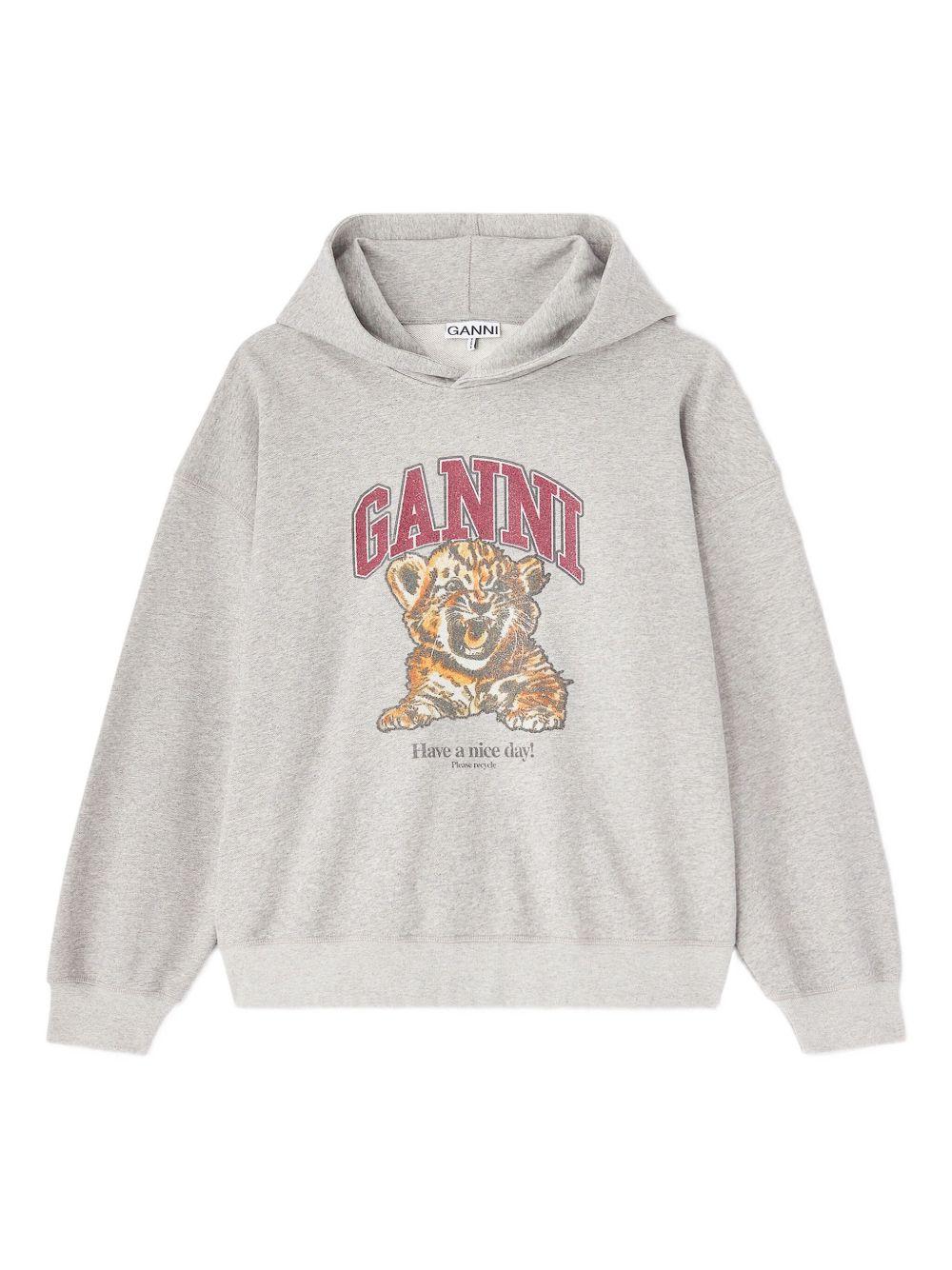 ganni sweaters grey organic cotton - women