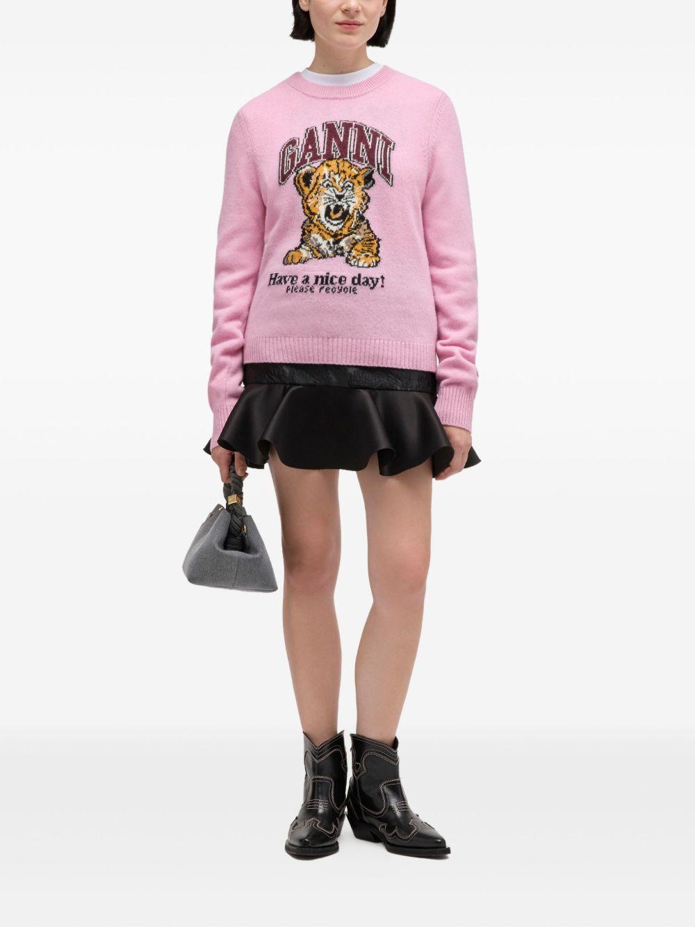 ganni sweaters pink wool - women