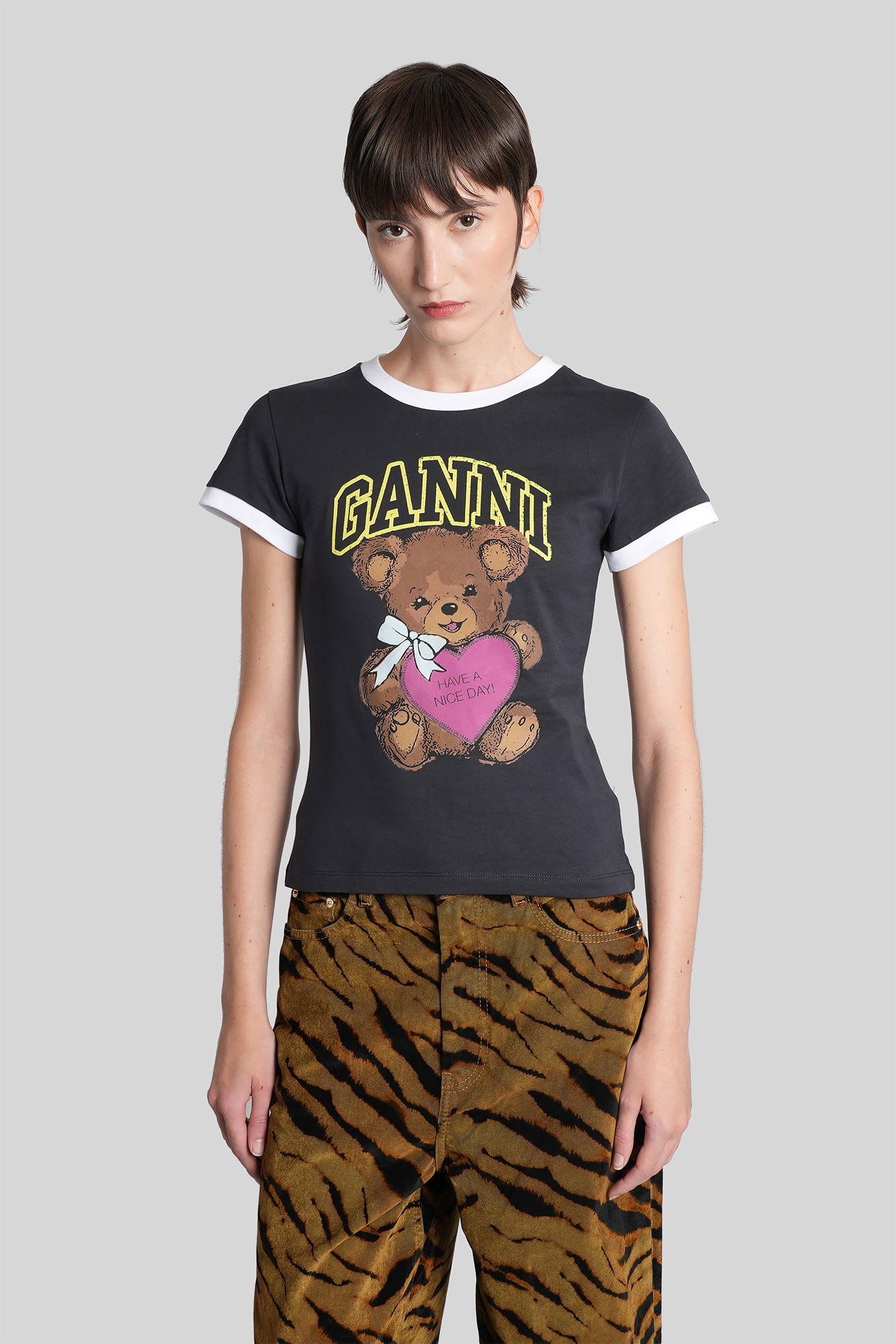 ganni t-shirt in black cotton
