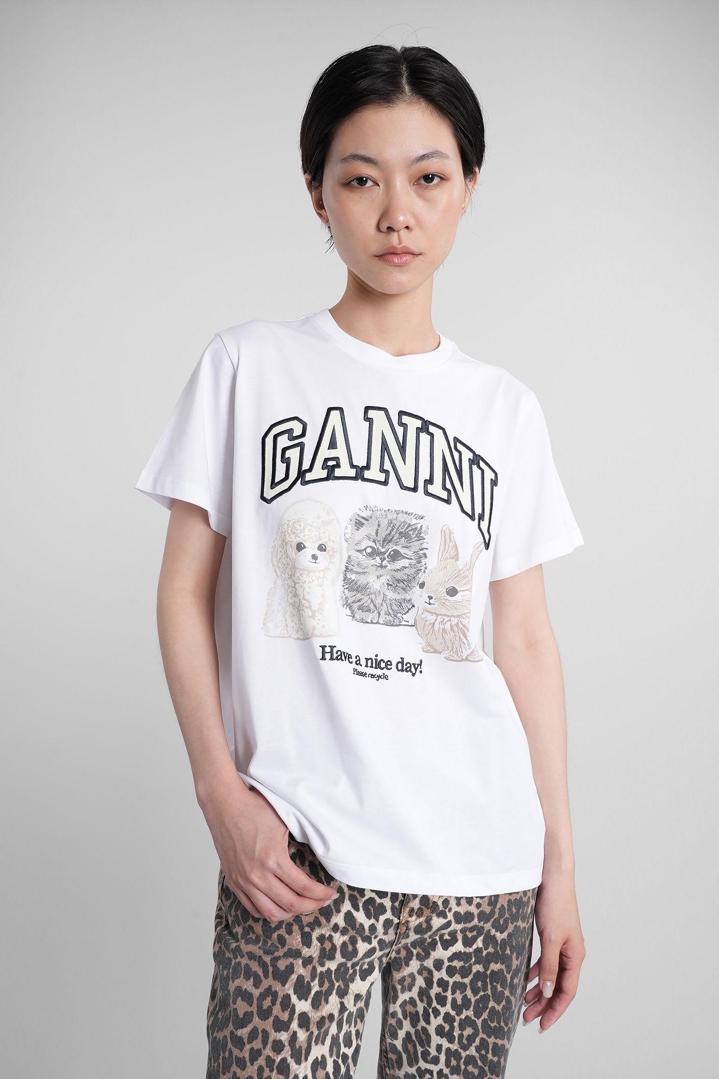 ganni t-shirt in white cotton