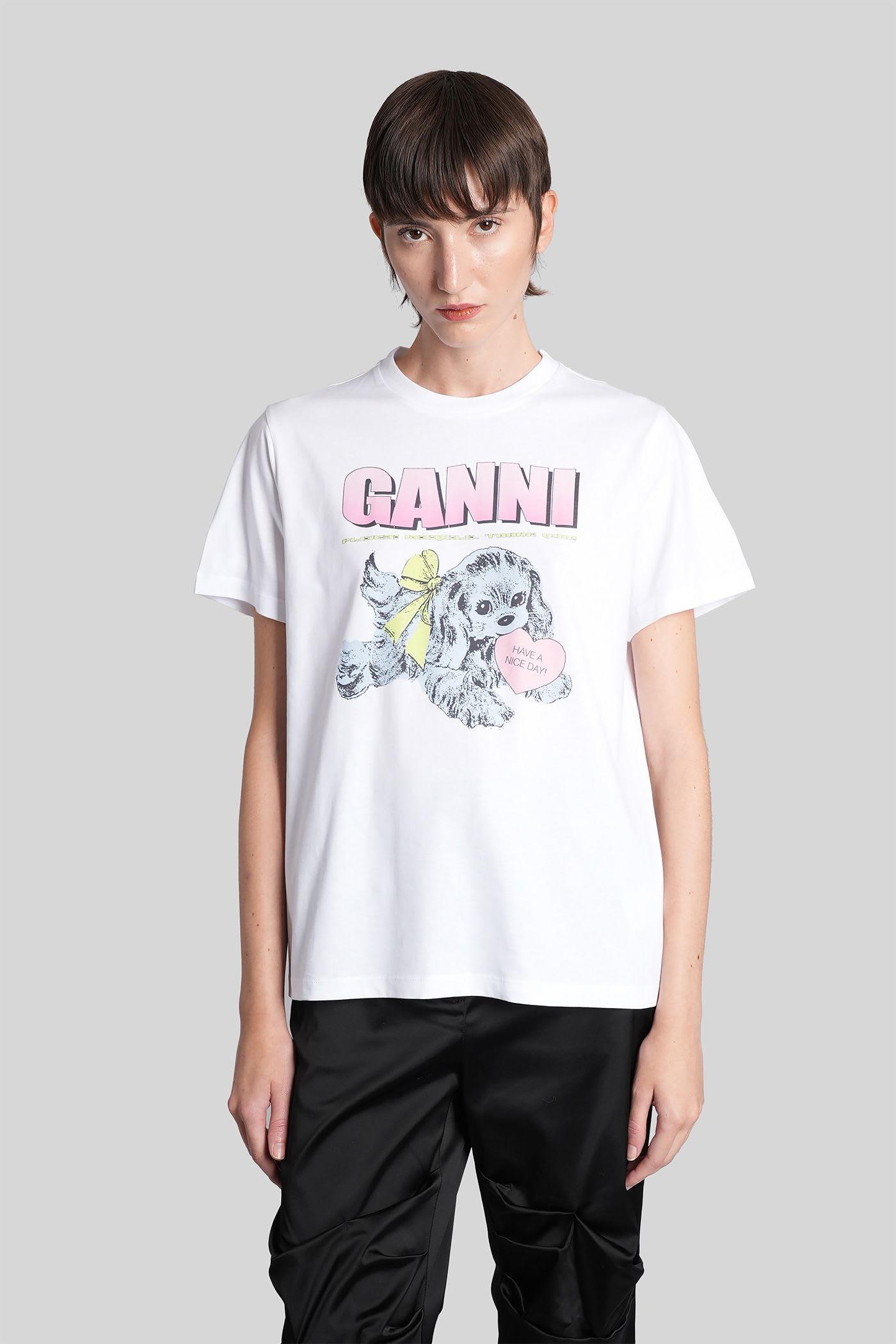 ganni t-shirt in white cotton
