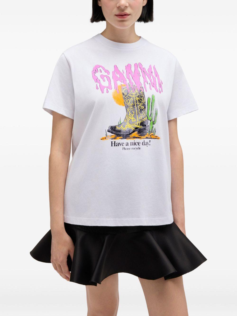 ganni t-shirts and polos white organic cotton - women