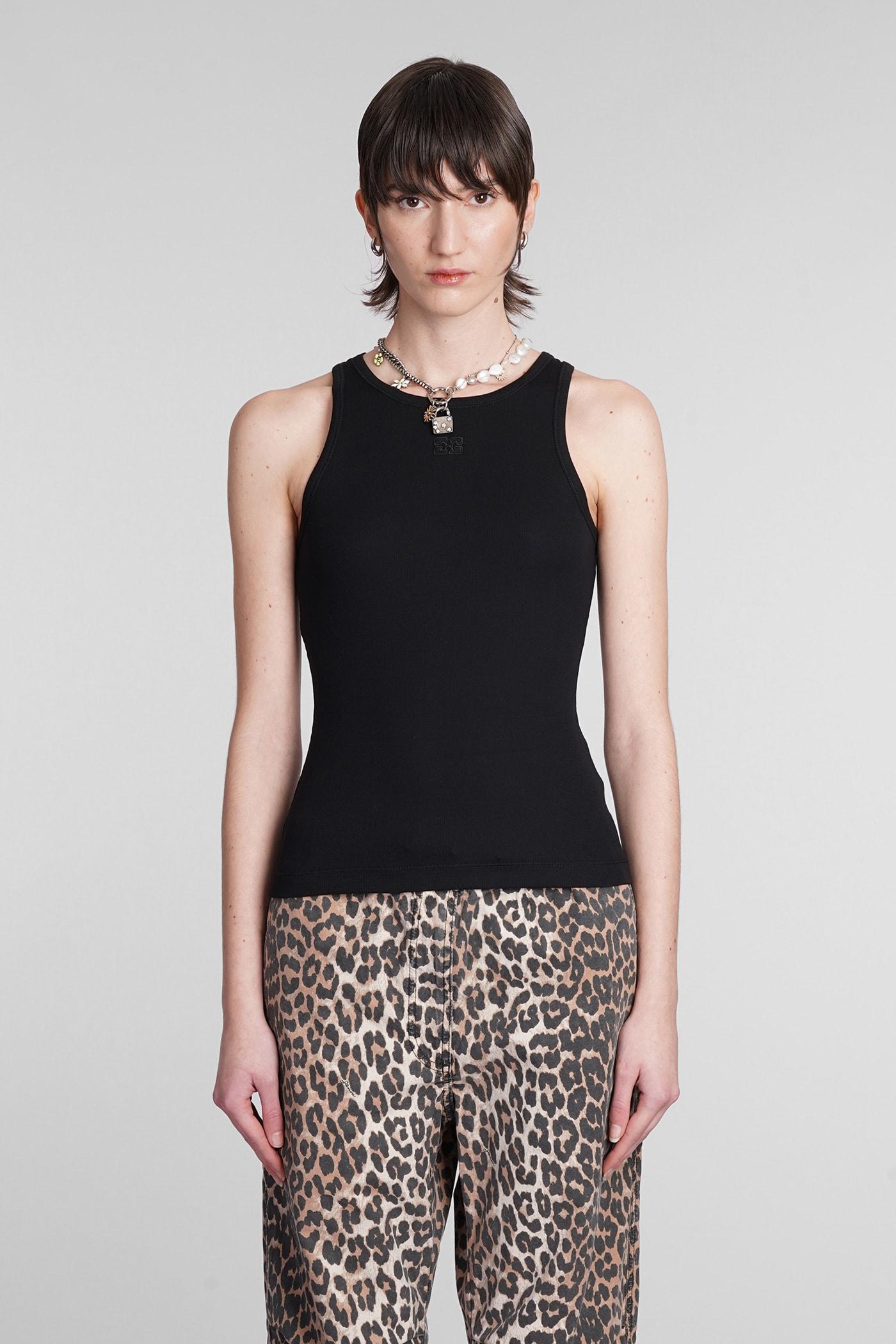 ganni tank top in black cotton