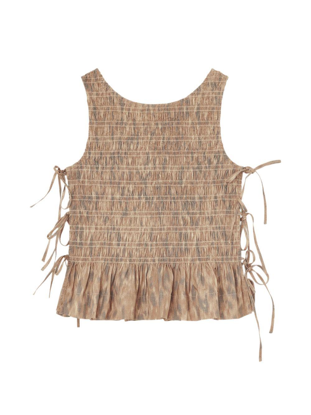 ganni top beige elastane - women