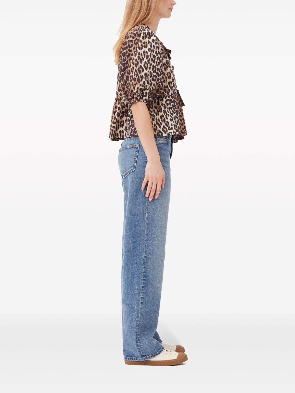 ganni top brown organic cotton - women