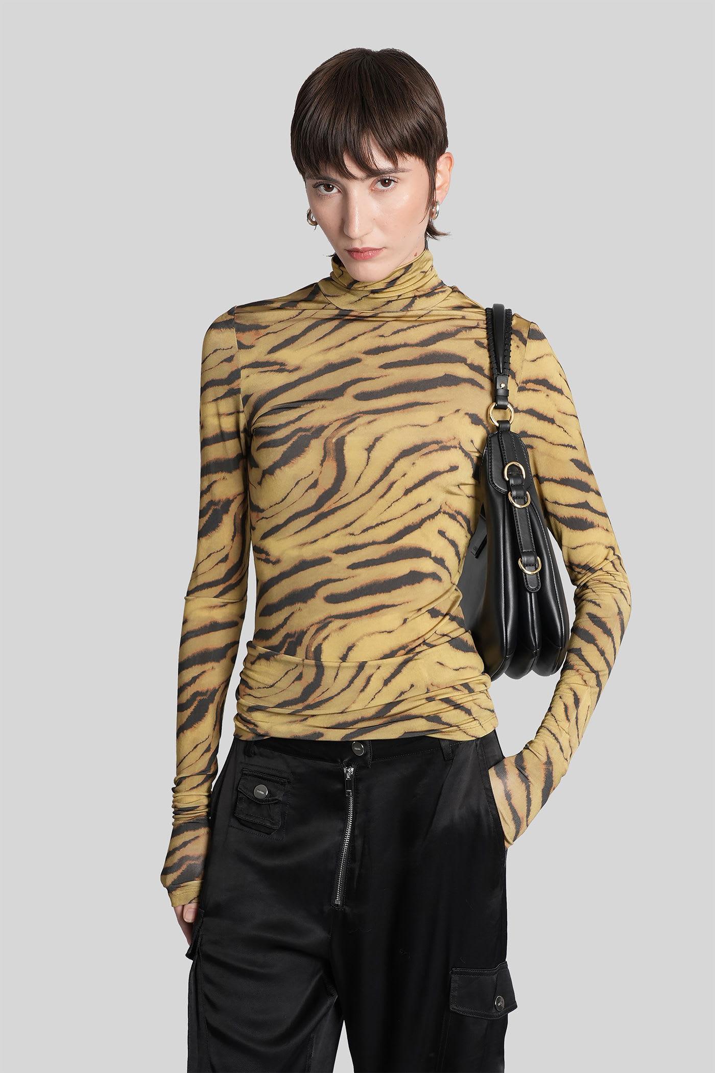 ganni topwear in khaki viscose