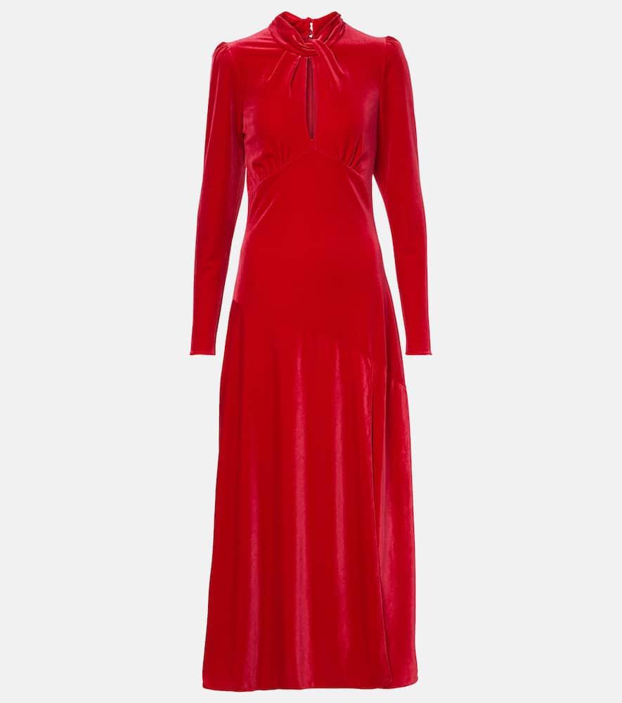 ganni velvet jersey midi dress