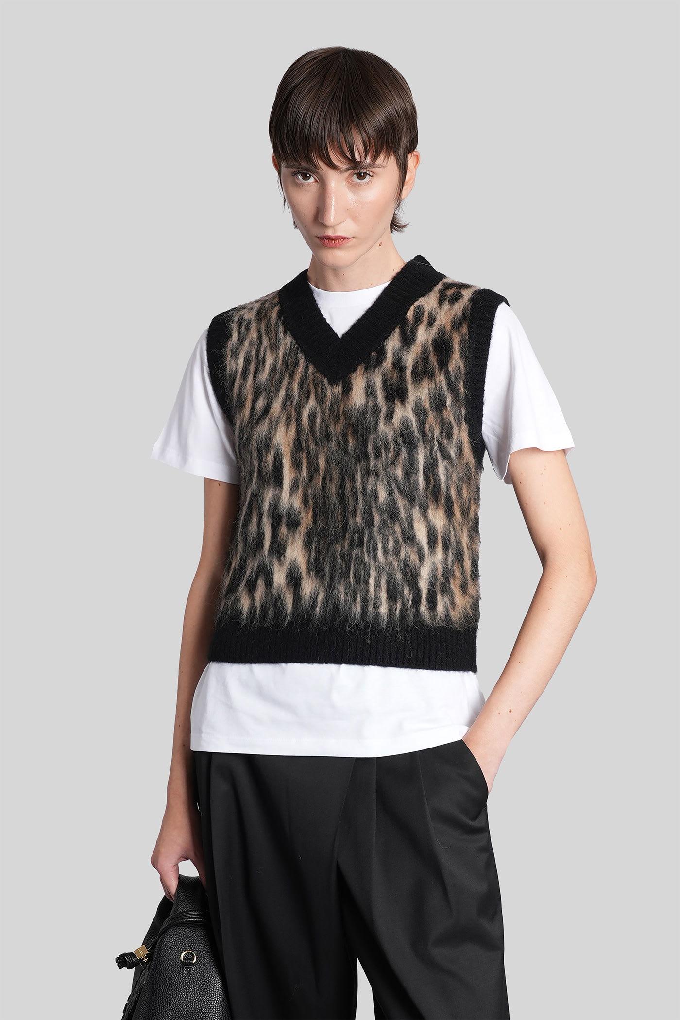 ganni vest in animalier wool