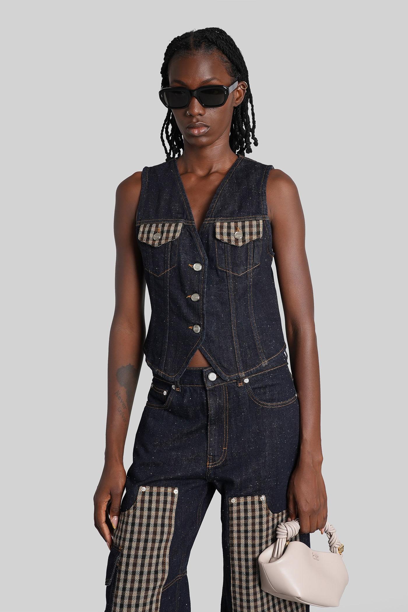 ganni vest in blue denim