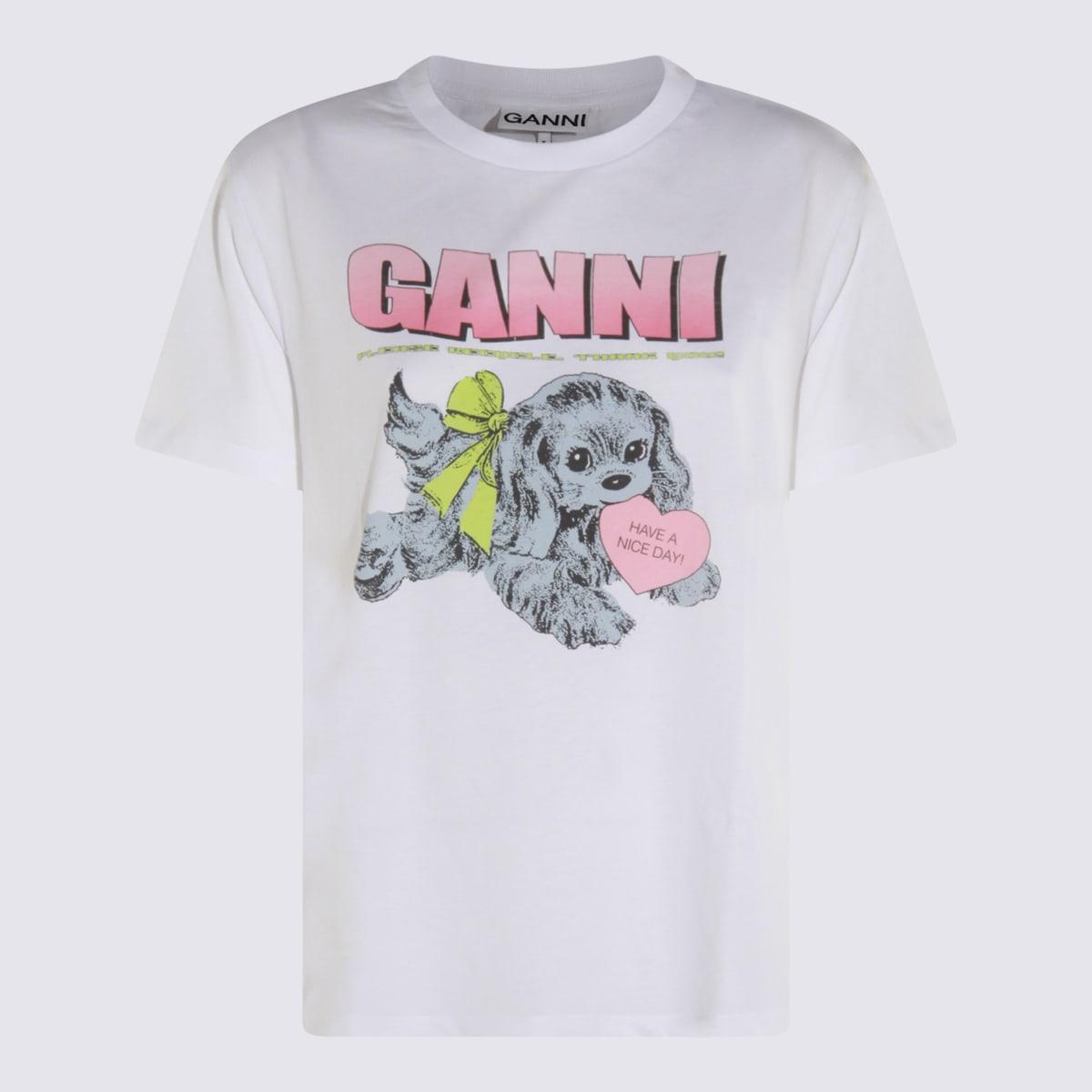 ganni white cotton t-shirt