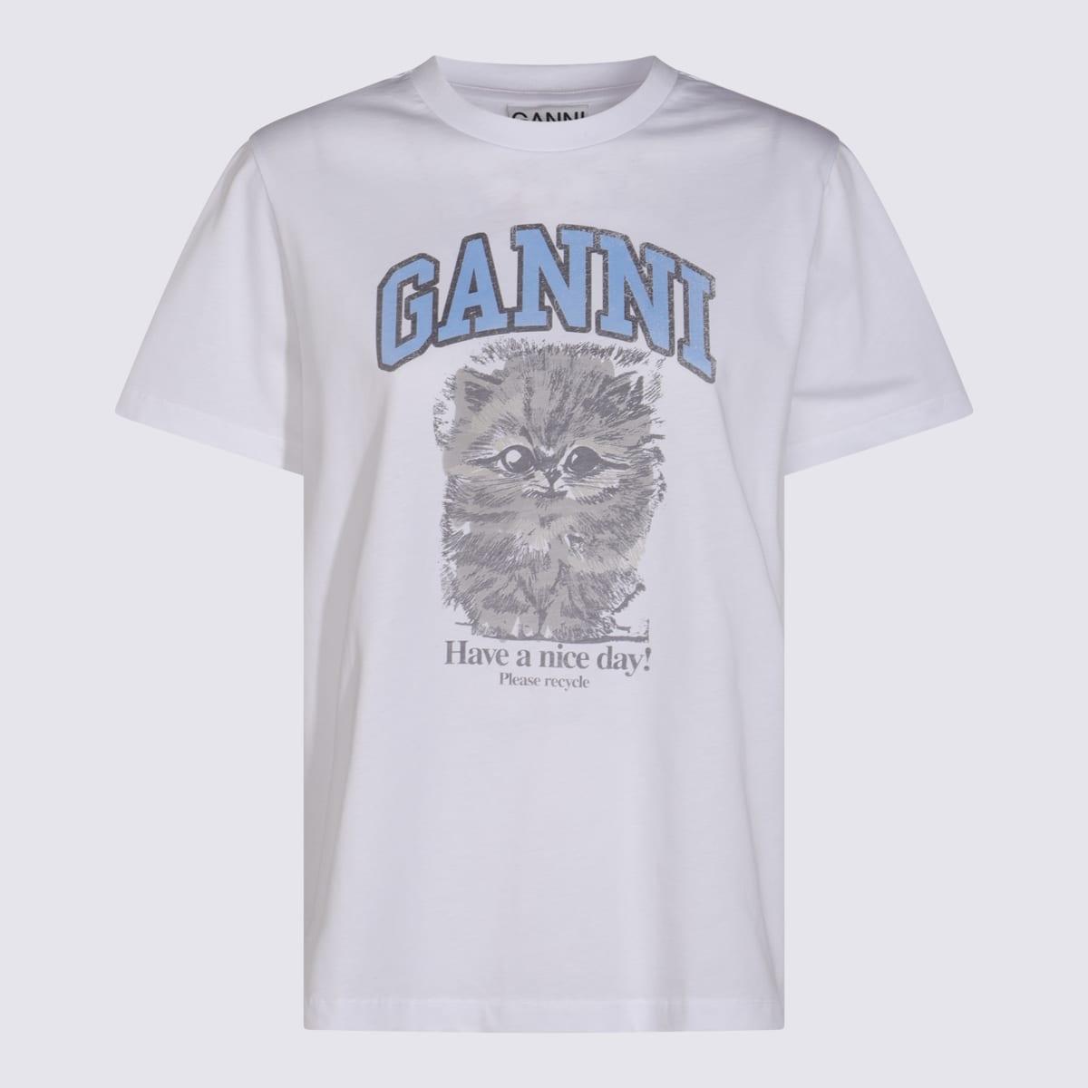 ganni white cotton t-shirt