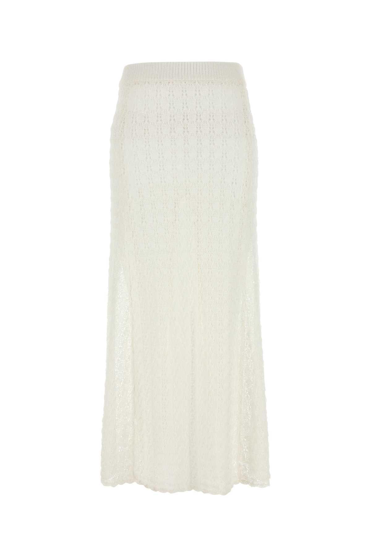 ganni white crochet skirt