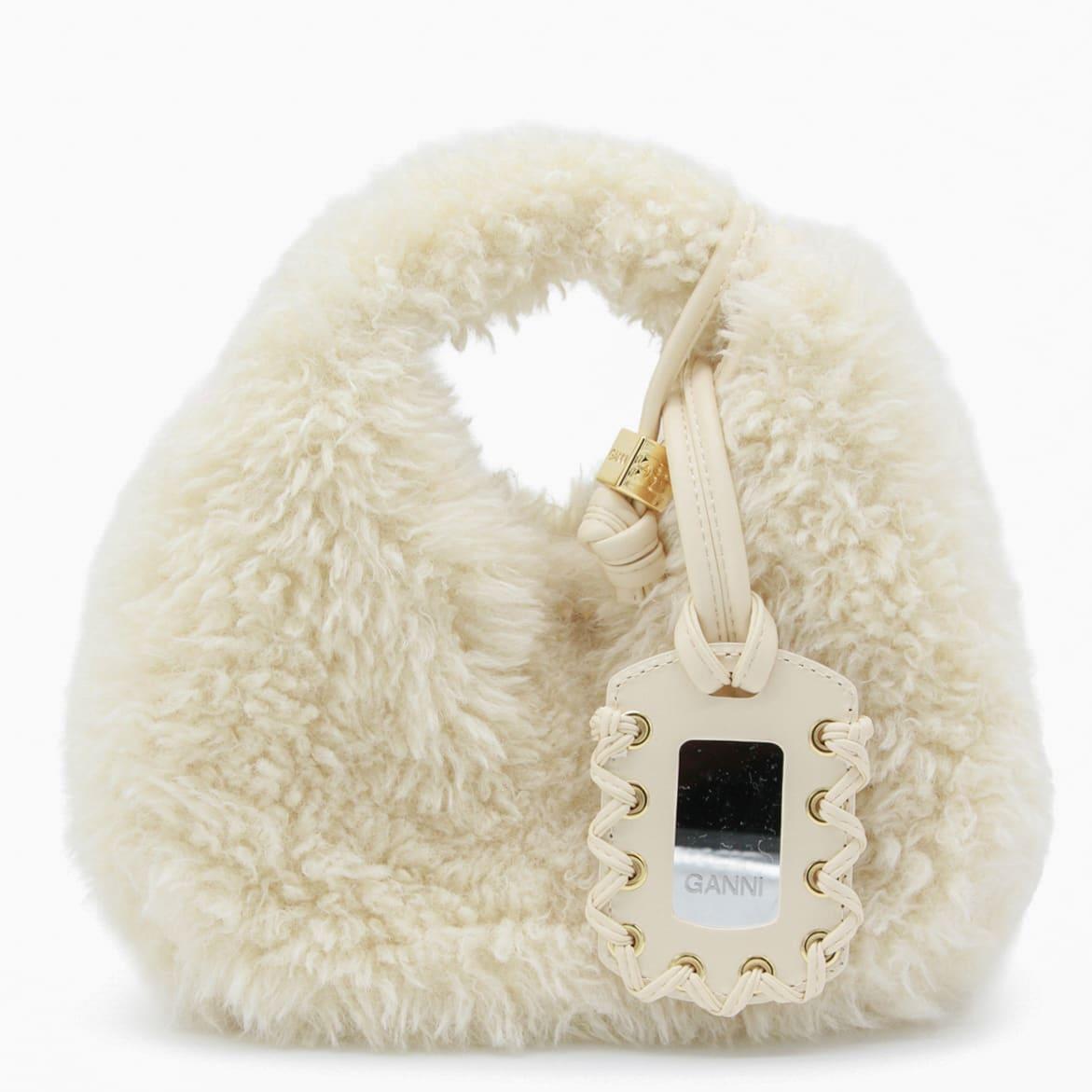 ganni white hobo mini top handle bag