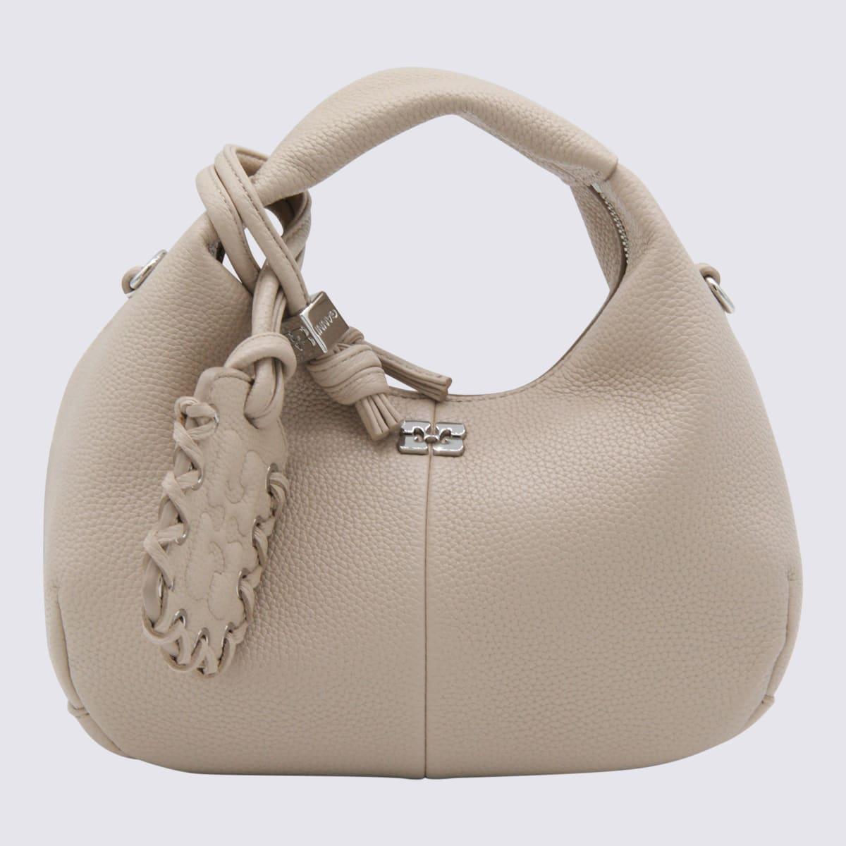 ganni white leather top handle bag