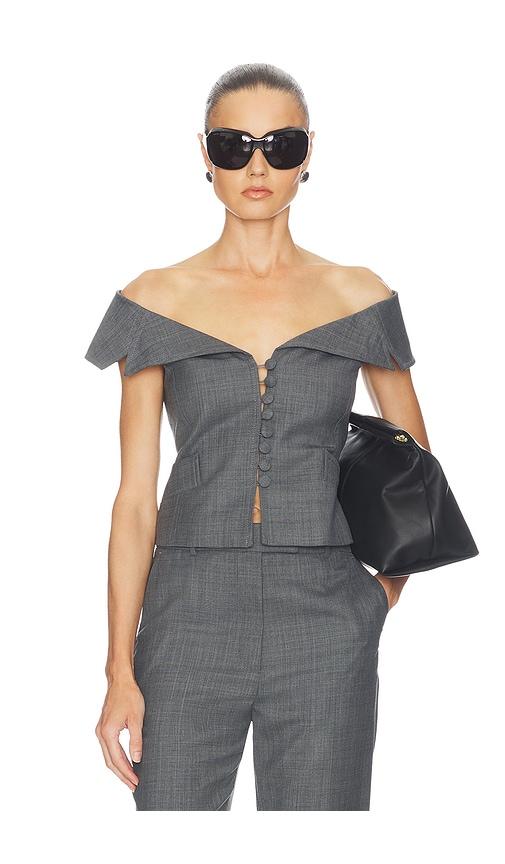 ganni wool melange suiting vest in grey.