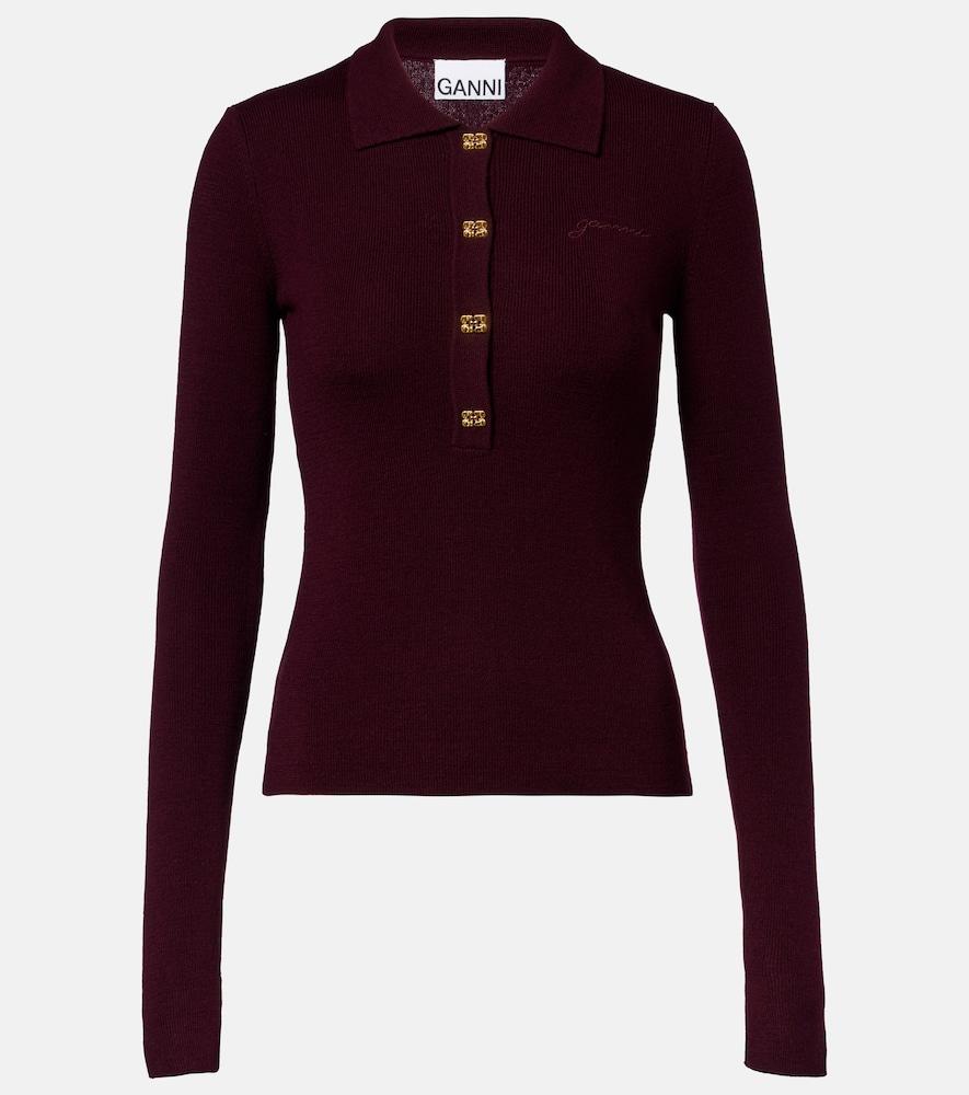 ganni wool polo sweater