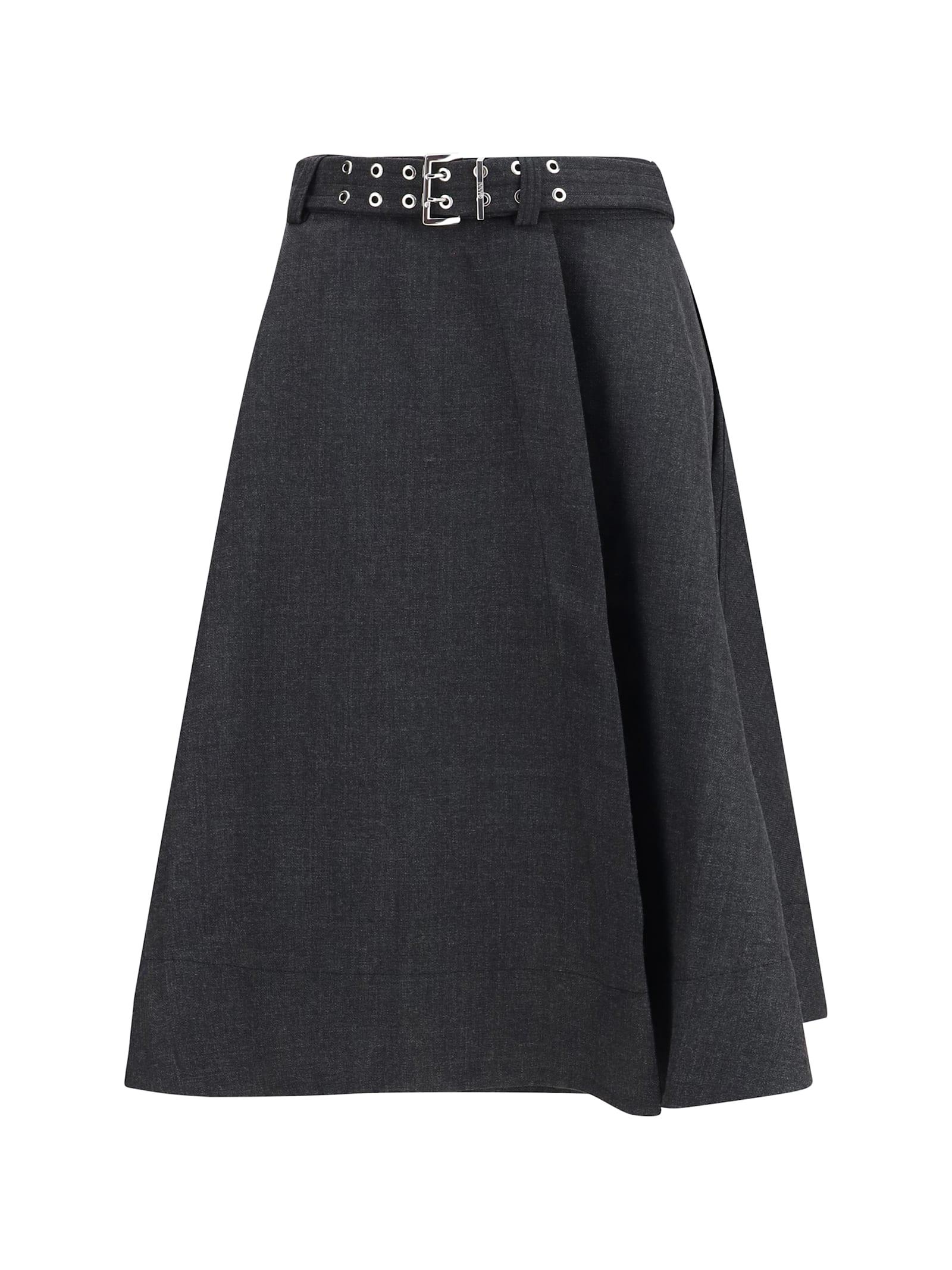 ganni wool wrap skirt
