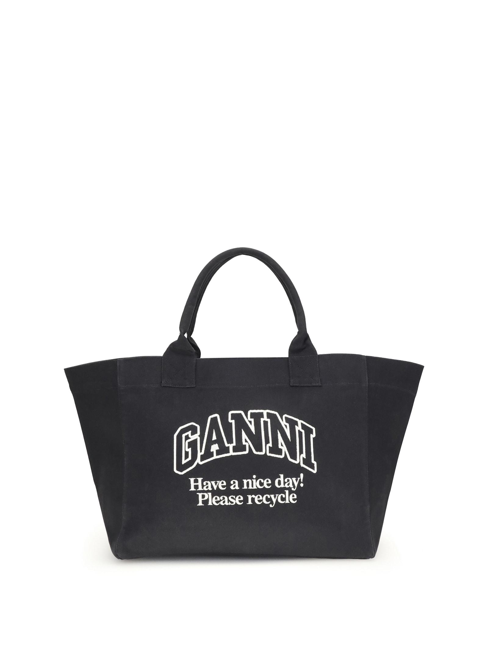 ganni xxl canvas tote bag