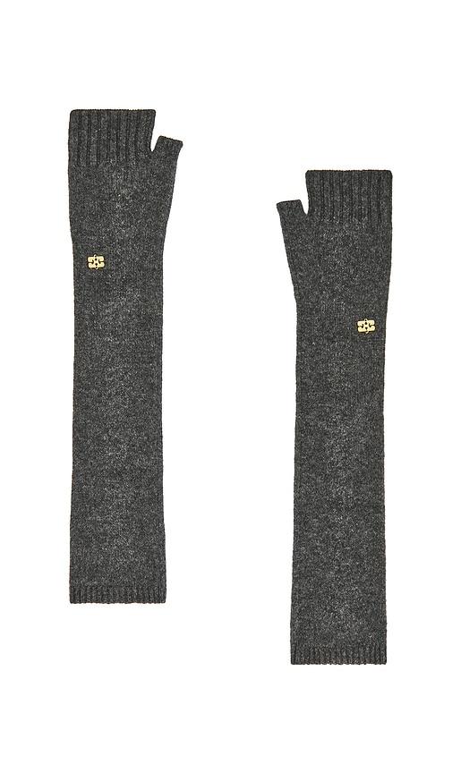 ganni yak mix gloves in grey.