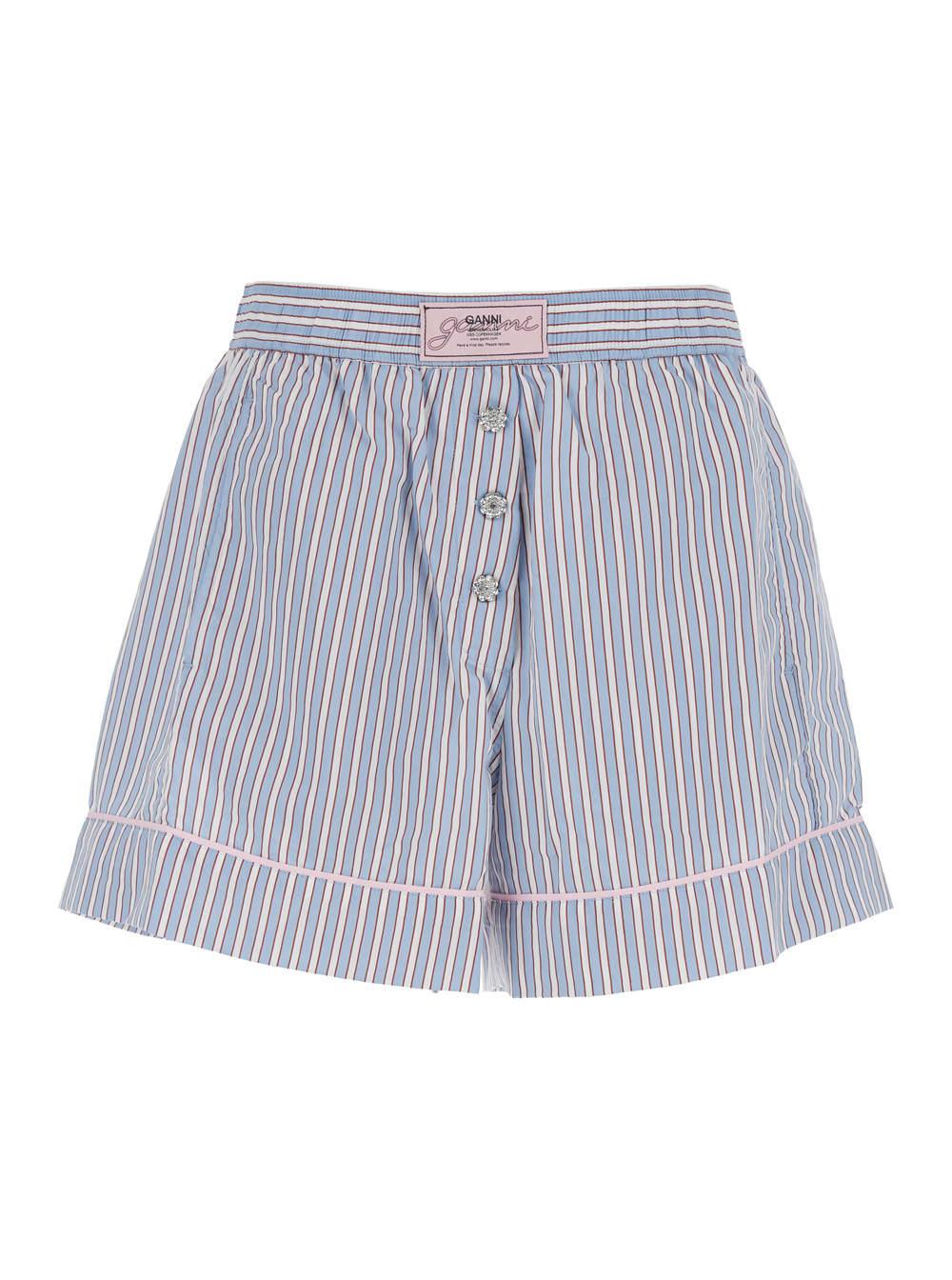 ganni yarn dyed striped shorts