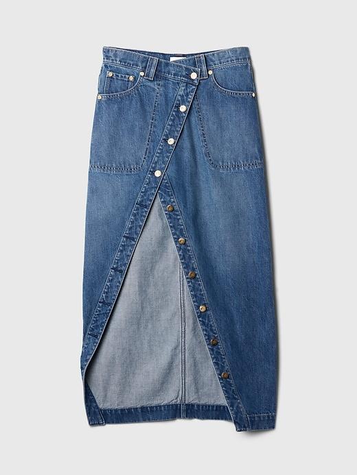 gap × cult gaia asymmetrical denim maxi skirt
