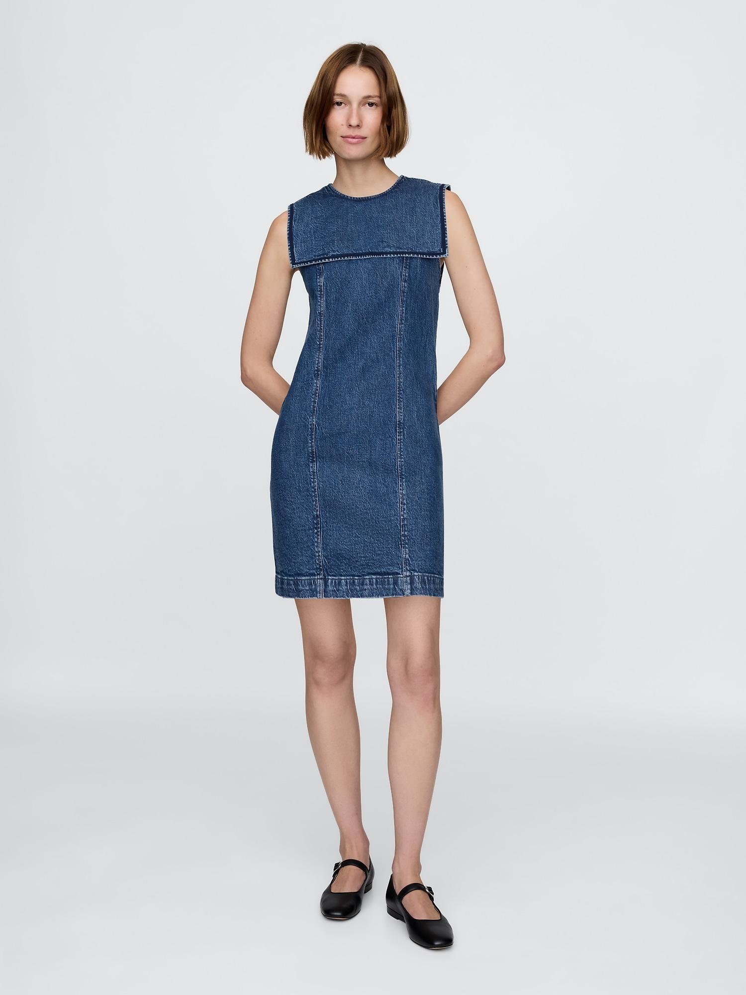 gap × dôen denim sailor mini dress