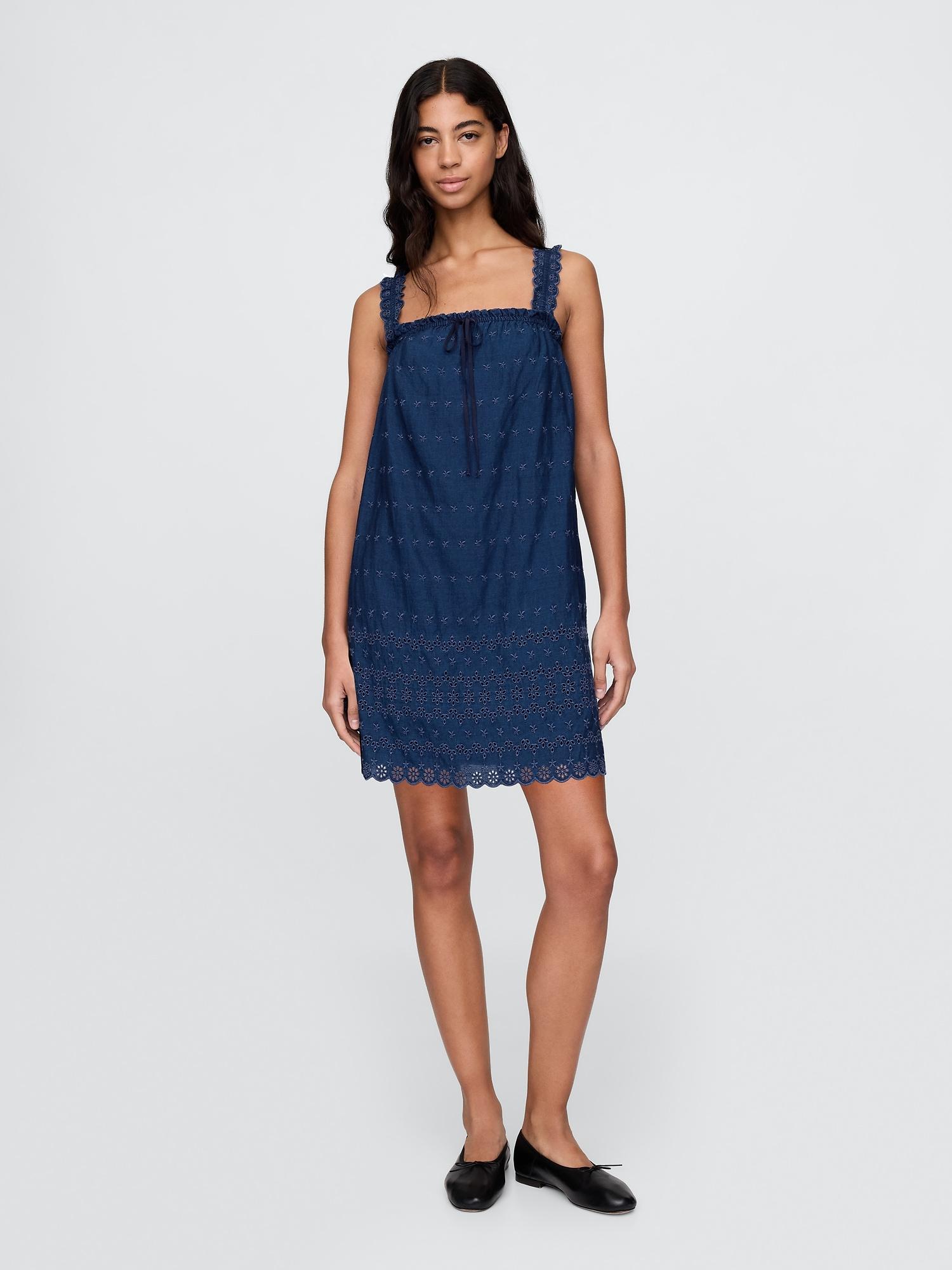 gap × dôen eyelet shift mini dress