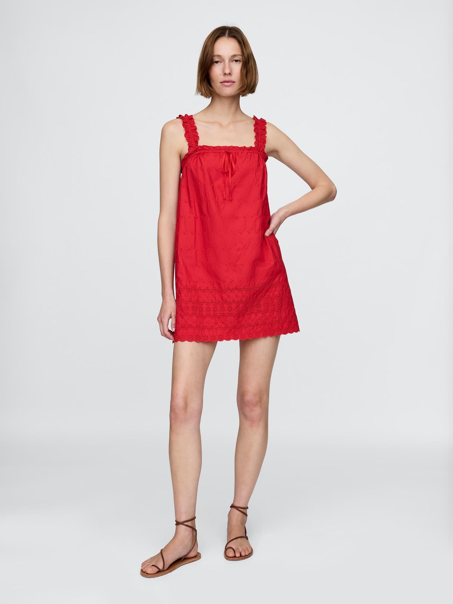 gap × dôen eyelet shift mini dress