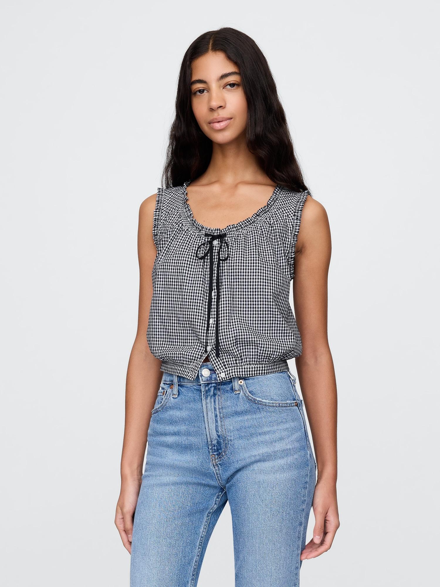 gap × dôen gingham crop tank top