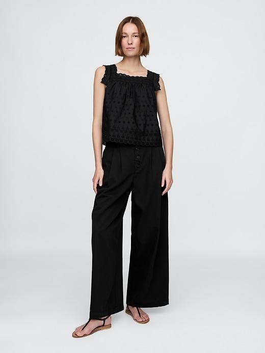 gap × dôen high rise pleated trousers