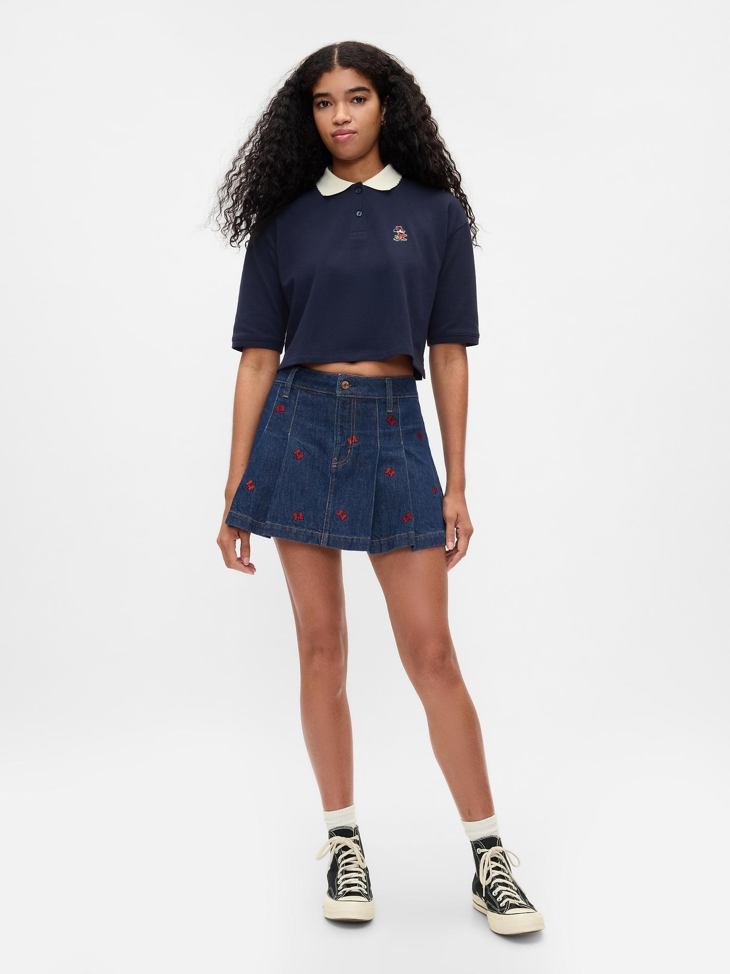 gap × disney minnie mouse embroidered denim mini skirt