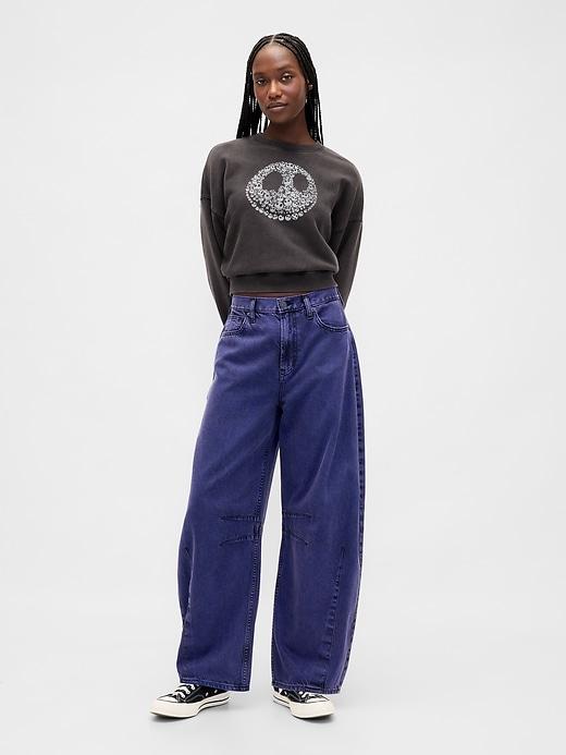 gap × disney tim burton’s the nightmare before christmas mid rise ultrasoft barrel jeans