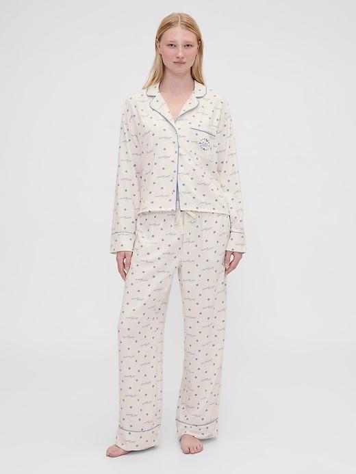 gap × summer fridays relaxed flannel dotted pj pants