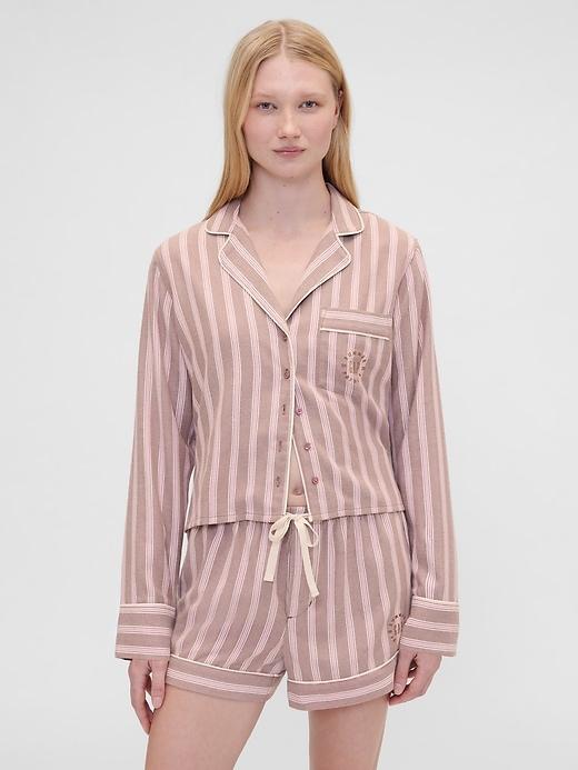 gap × summer fridays relaxed flannel stripe pj shirt