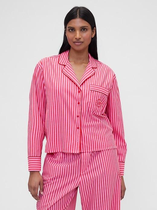 gap × summer fridays relaxed poplin stripe pj shirt