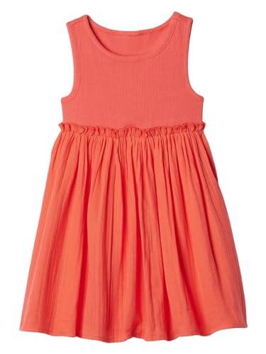 gap baby-girls knit to woven gauze dress fire coral 4yrs