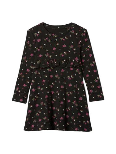 gap baby-girls longsleeve fit & flare sweater dress black floral 5yrs
