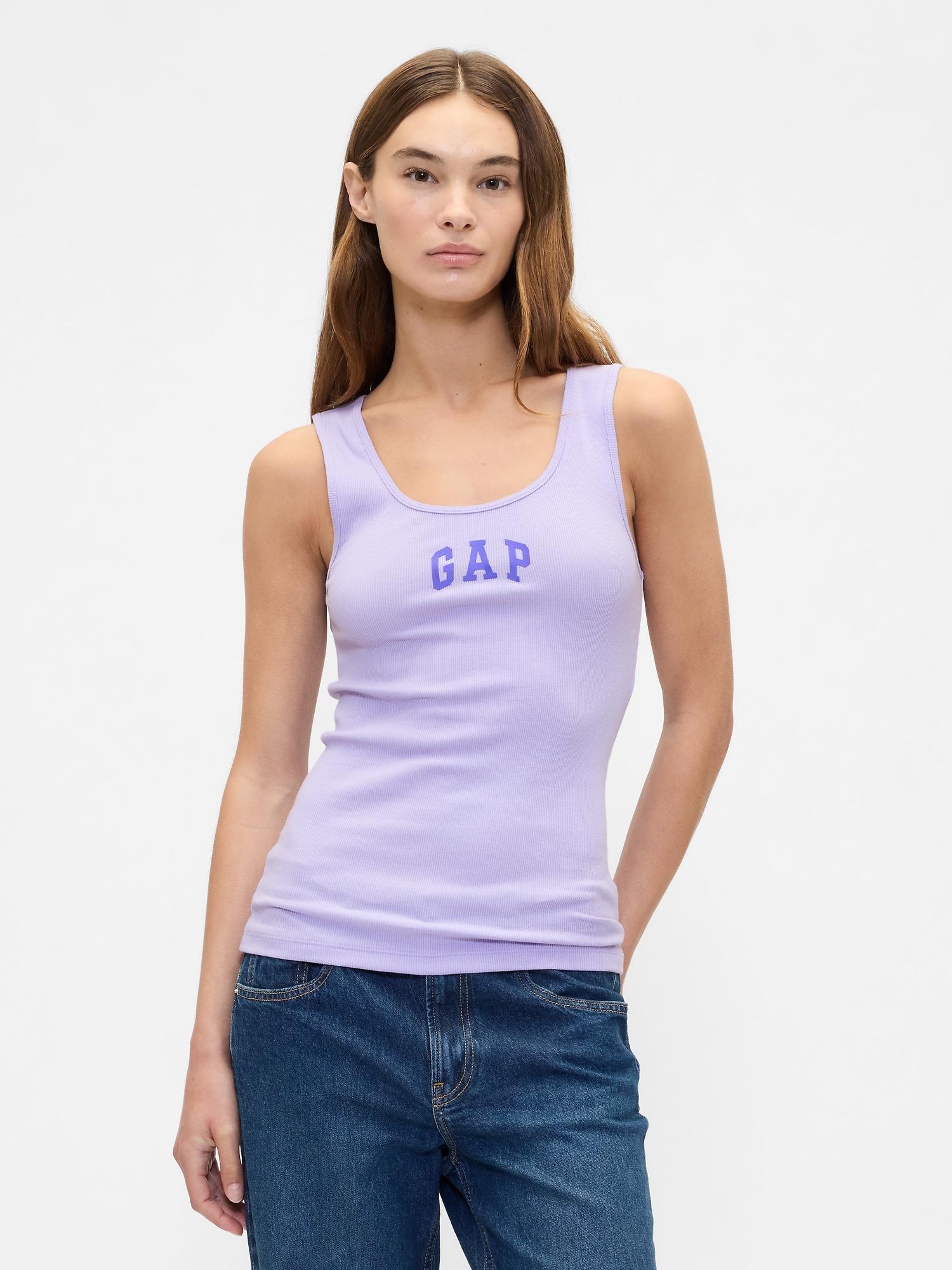 gap logo ribbed scoopneck tank top