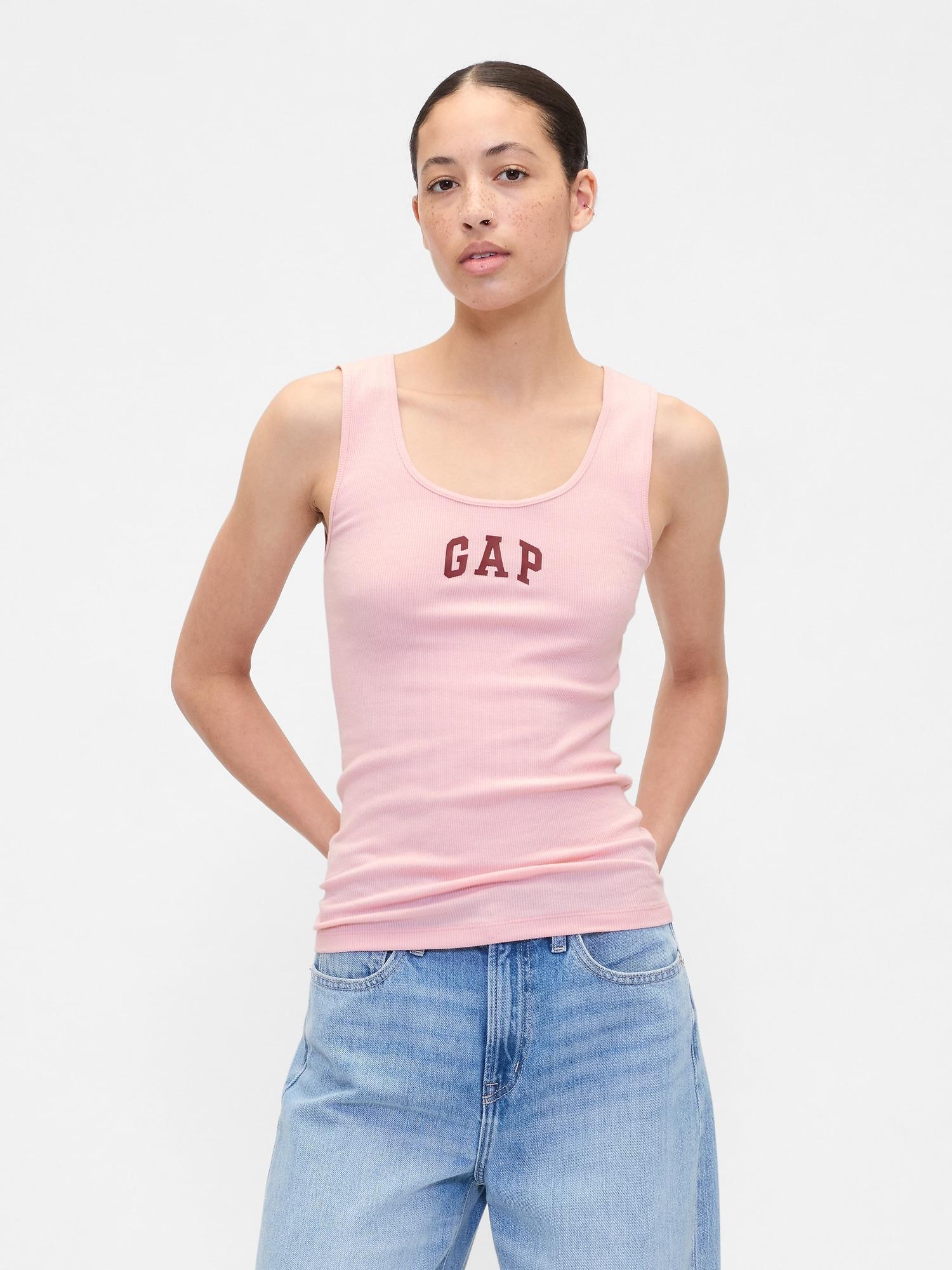 gap logo ribbed scoopneck tank top