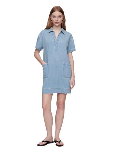 gap mens denim popover mini dress light wash l
